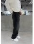 Siyah Yıkamalı Ankle Loose Baggy Jean