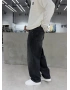 Siyah Yıkamalı Ankle Loose Baggy Jean