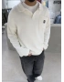 Beyaz Polo Yaka Triko Sweat