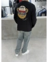 Siyah Teddy Oversize Uzun Kol Sweat