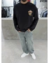 Siyah Teddy Oversize Uzun Kol Sweat