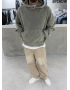 Yeşil Premium Yıkamalı Boxy Sweatshirt