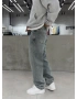 Eskitme Mavi Straight Baggy Jean