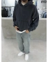 Antrasit Premium Yıkamalı Boxy Sweatshirt
