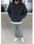 Antrasit Premium Yıkamalı Boxy Sweatshirt