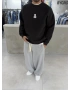 Siyah Bear Bisiklet Yaka Oversize Sweat