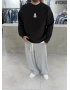 Siyah Bear Bisiklet Yaka Oversize Sweat