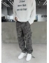 Gri Kamuflaj Paça Detay Baggy Jean