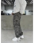 Gri Kamuflaj Paça Detay Baggy Jean