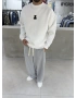 Beyaz Bear Bisiklet Yaka Oversize Sweat