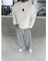 Beyaz Bear Bisiklet Yaka Oversize Sweat