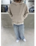 Krem Premium Kemer Detay Sweatshirt