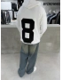 Beyaz 08 Sırt Baskılı Sweatshirt