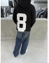 Siyah 08 Sırt Baskılı Sweatshirt
