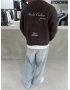 Kahve Yıkamalı Oversize Sweat