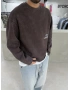 Kahve Yıkamalı Oversize Sweat