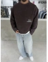 Kahve Yıkamalı Oversize Sweat