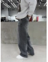 Antrasit Yırtık Effect Süper Baggy Jean