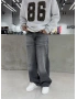 Antrasit Yırtık Effect Süper Baggy Jean