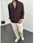 Kahve Premium Oversize Gömlek