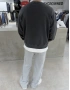 Antrasit Yıkamalı Bisiklet Yaka Oversize Sweatshirt