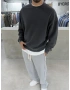 Antrasit Yıkamalı Bisiklet Yaka Oversize Sweatshirt