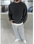 Antrasit Yıkamalı Bisiklet Yaka Oversize Sweatshirt