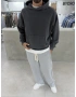 Antrasit Yıkamalı Oversize Kapüşonlu Sweatshirt