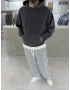 Antrasit Yıkamalı Oversize Kapüşonlu Sweatshirt