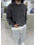 Antrasit Yıkamalı Oversize Kapüşonlu Sweatshirt