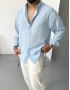 Bebe Mavi Keten Oversize Gömlek