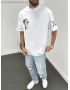 Beyaz Zeus Baskılı T-Shirt