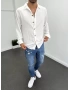 Beyaz Bol Kalıp Keten Gömlek