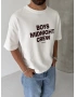 Beyaz Boys Crop Fit Oversize T-shirt