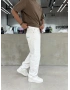 Beyaz Cebi Nakışlı Baggy Jean