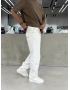 Beyaz Cebi Nakışlı Baggy Jean