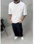 Beyaz Cep Detay Oversize T-shirt