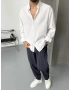 Beyaz Kırınkıl Oversize Gömlek