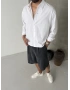 Beyaz Minimal Baskı Oversize Gömlek