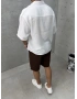 Beyaz Modal Kısa Kollu Oversize Gömlek