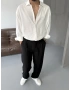 Beyaz Modal Kumaş Oversize Gömlek