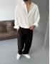 Beyaz Modal Kumaş Oversize Gömlek