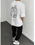 Beyaz Oversize Baskılı T-Shirt