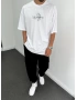 Beyaz Oversize Baskılı T-Shirt
