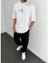 Beyaz Oversize Baskılı T-Shirt