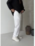 Beyaz Pileli Regular Keten Baggy