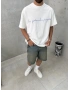 Beyaz X Baskılı Oversize T-shirt