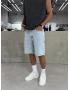Buz Mavi Desenli Bol Kalıp Denim Şort
