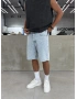 Buz Mavi Desenli Bol Kalıp Denim Şort