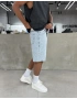 Buz Mavi Desenli Bol Kalıp Denim Şort
